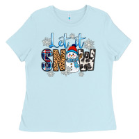 Baby Blue let it snow Ladies Tee - Zillion Design Studio