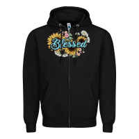 Black blessed Zipper Hoodie - NancyCooperArtShop