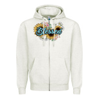 Oatmeal Heather blessed Zipper Hoodie - NancyCooperArtShop
