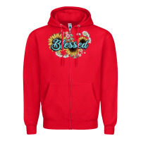 Red blessed Zipper Hoodie - NancyCooperArtShop