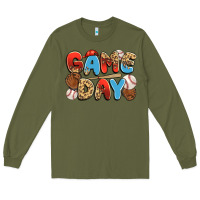 Army Green game day baseball Long Sleeve Tee - JahusDesignShop
