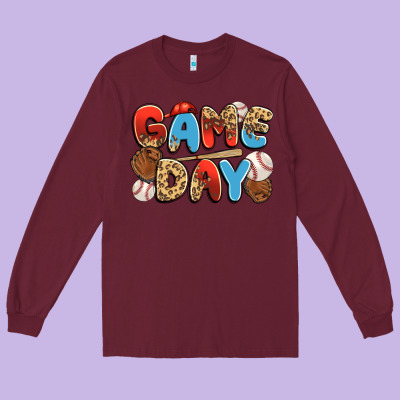 Game Day Baseball Long Sleeve Tee Designed By Jahusdesignshop