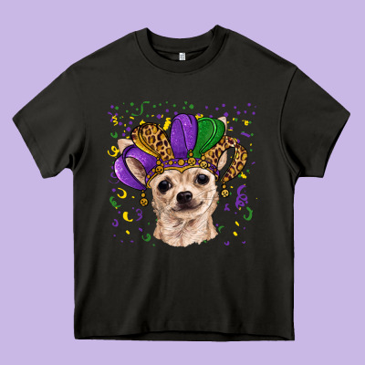 Heavy Core Tee mardi gras hat chihuahua