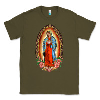 Army Green our lady of guadalupe leopard and roses Classic Tee - BarkalooDesign
