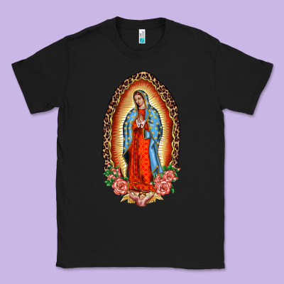 Our Lady Of Guadalupe Leopard And Roses Classic Tee Designed By Barkaloodesign