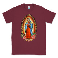 Burgundy our lady of guadalupe leopard and roses Classic Tee - BarkalooDesign