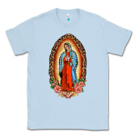Dusty Blue our lady of guadalupe leopard and roses Classic Tee - BarkalooDesign