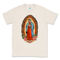 Natural our lady of guadalupe leopard and roses Classic Tee - BarkalooDesign