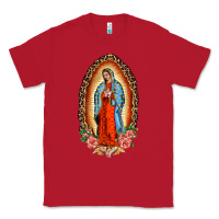 Red our lady of guadalupe leopard and roses Classic Tee - BarkalooDesign