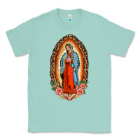 Seafoam our lady of guadalupe leopard and roses Classic Tee - BarkalooDesign