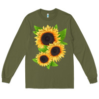 Army Green treetops sunflower Long Sleeve Tee - LillyAllenDesigns