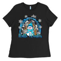 Black hello winter rainbow Ladies Tee - Zillion Design Studio