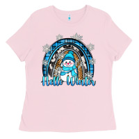 Bubblegum Pink hello winter rainbow Ladies Tee - Zillion Design Studio