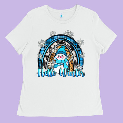 Hello Winter Rainbow Ladies Tee Designed By Zillion Design Studio