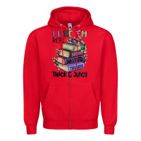Red i like them real thick and juicy books Zipper Hoodie - MaliasSmallBusiness