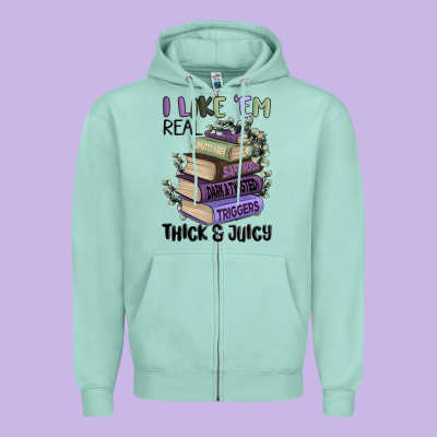 I Like Them Real Thick And Juicy Books Zipper Hoodie Designed By Maliassmallbusiness