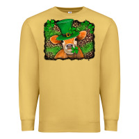 Antique Gold st patricks orange cow with leopard background Premium Sweatshirt - Jasminsmagicworld