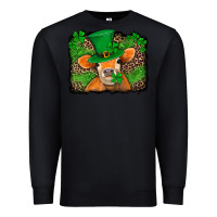 Black st patricks orange cow with leopard background Premium Sweatshirt - Jasminsmagicworld