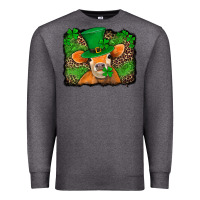 Charcoal Heather st patricks orange cow with leopard background Premium Sweatshirt - Jasminsmagicworld