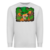 Dove Grey st patricks orange cow with leopard background Premium Sweatshirt - Jasminsmagicworld