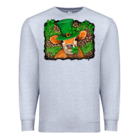 Heather Grey st patricks orange cow with leopard background Premium Sweatshirt - Jasminsmagicworld
