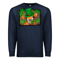 Navy st patricks orange cow with leopard background Premium Sweatshirt - Jasminsmagicworld