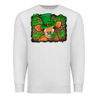 Oatmeal Heather st patricks orange cow with leopard background Premium Sweatshirt - Jasminsmagicworld