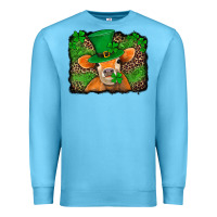 Ocean Blue st patricks orange cow with leopard background Premium Sweatshirt - Jasminsmagicworld