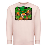 Pale Pink st patricks orange cow with leopard background Premium Sweatshirt - Jasminsmagicworld