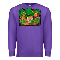 Purple st patricks orange cow with leopard background Premium Sweatshirt - Jasminsmagicworld