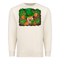 Sandshell st patricks orange cow with leopard background Premium Sweatshirt - Jasminsmagicworld