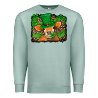 Seafoam st patricks orange cow with leopard background Premium Sweatshirt - Jasminsmagicworld