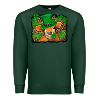 Sports Green st patricks orange cow with leopard background Premium Sweatshirt - Jasminsmagicworld