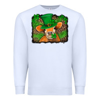White st patricks orange cow with leopard background Premium Sweatshirt - Jasminsmagicworld