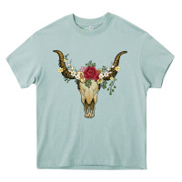 Arona bull skull with rose and flowers Heavy Core Tee - Artiststas