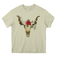 Mossy bull skull with rose and flowers Heavy Core Tee - Artiststas