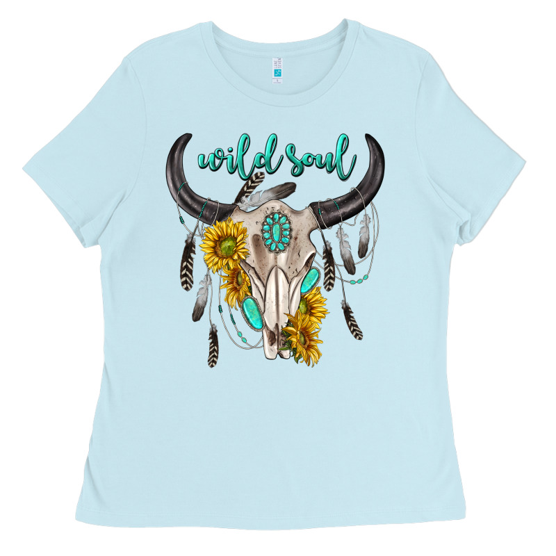 Wild Soul Boho Bull Skull Ladies Tee by texasbilliewilder | Teevron