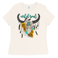 Bone wild soul boho bull skull Ladies Tee - texasbilliewilder