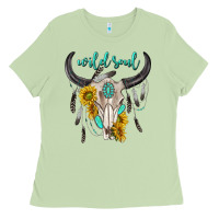 Matcha wild soul boho bull skull Ladies Tee - texasbilliewilder