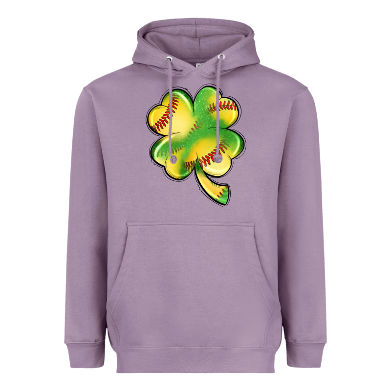 St. Patrick's Day Clover Softball Heavyweight Hoodie by Artiststas | Teevron