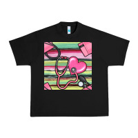 Black Nurse Stethoscope Seamless Pattern Urban Heavy Tee - BundleAndBundleShop