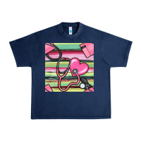 Navy Nurse Stethoscope Seamless Pattern Urban Heavy Tee - BundleAndBundleShop
