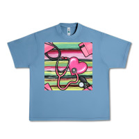 Pebble Blue Nurse Stethoscope Seamless Pattern Urban Heavy Tee - BundleAndBundleShop