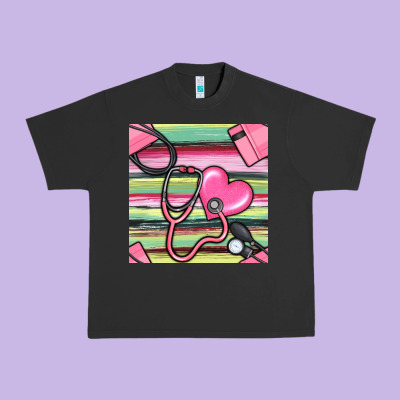 Nurse Stethoscope Seamless Pattern Urban Heavy Tee Designed By Bundleandbundleshop