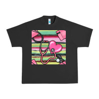 Pigment Black Nurse Stethoscope Seamless Pattern Urban Heavy Tee - BundleAndBundleShop