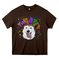Chocolate Brown mardi gras hat  white shepherd Heavy Core Tee - RanaPortraitStore
