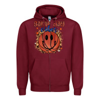 Burgundy game day vibes Zipper Hoodie - MaliasSmallBusiness