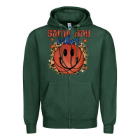 Sports Green game day vibes Zipper Hoodie - MaliasSmallBusiness