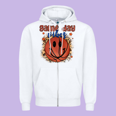 Game Day Vibes Zipper Hoodie Designed By Maliassmallbusiness