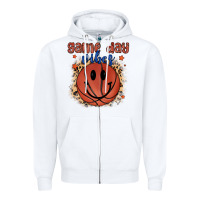 White game day vibes Zipper Hoodie - MaliasSmallBusiness